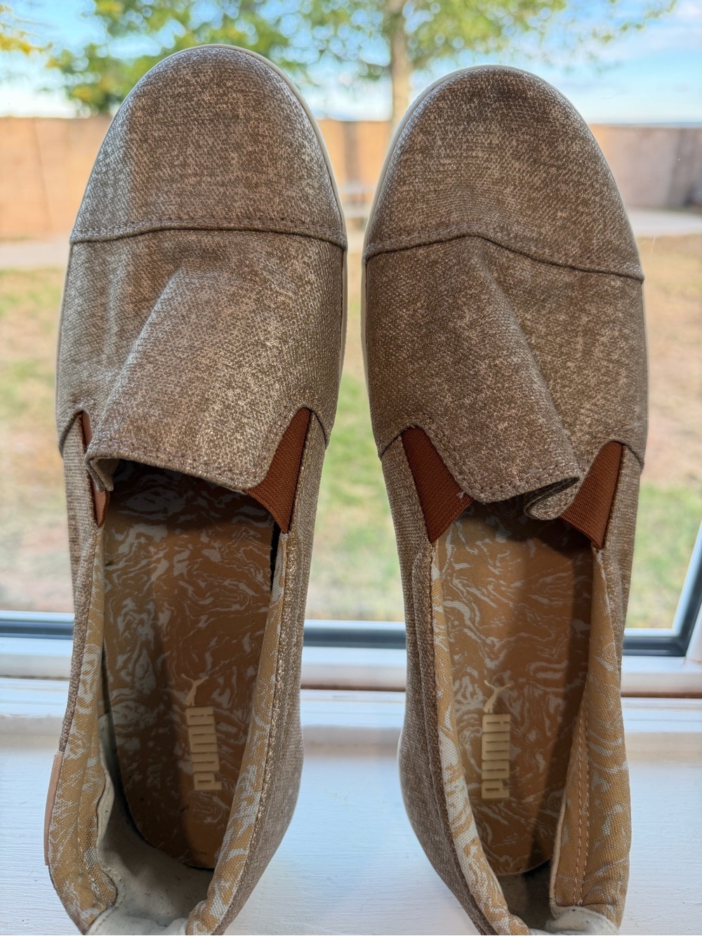 Puma Women's Slip-On Casual Flats in Taupe/Brown